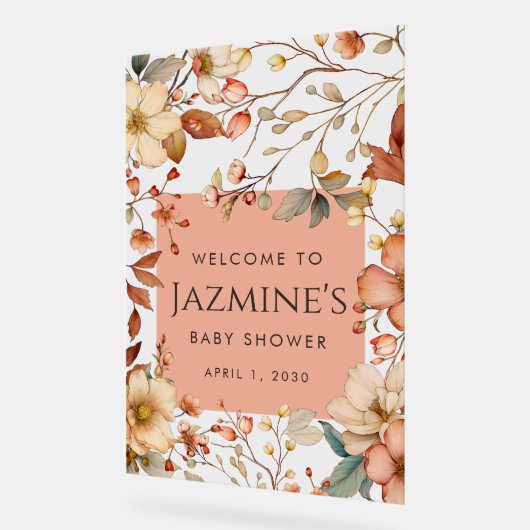 Babydusche für Wildblumen mit Kernbrenner Willkomm Acrylschild (Winkel)