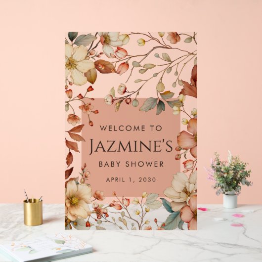 Babydusche für Wildblumen mit Kernbrenner Willkomm Acrylschild (Hochzeit)