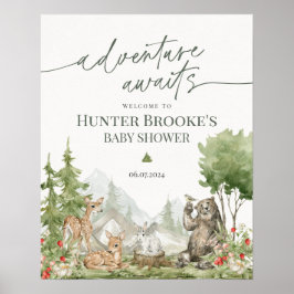 Babydusche für Woodland Tiere Begrüßungszeichen Poster