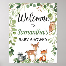 Babydusche für Woodland Tiere Begrüßungszeichen Poster
