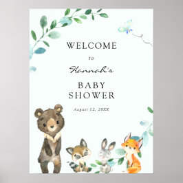 Babydusche für Woodland Tiere Begrüßungszeichen Poster