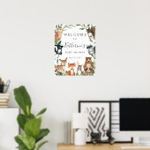 Babydusche für Woodland Tiere Begrüßungszeichen Poster (Heimbüro)