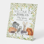 Babydusche für Woodland Tiere Begrüßungszeichen Sockelschild (Vorderseite)