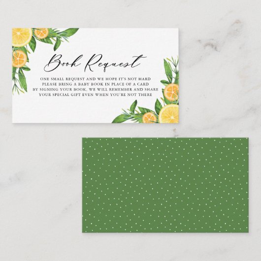 Babydusche für Zitronen und Orangen Platzkarte (Vorne/Hinten)