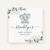 Babydusche Gästebuch | Elephant Eucalyptus Notizblock (Vorderseite)