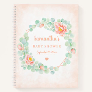 Babydusche Gästebuch Eucalyptus Floral Wreath Notizblock