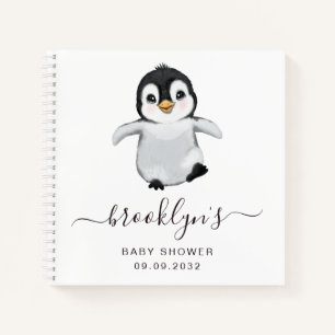 Babydusche Gästebuch   Graue Pinguine Notizblock