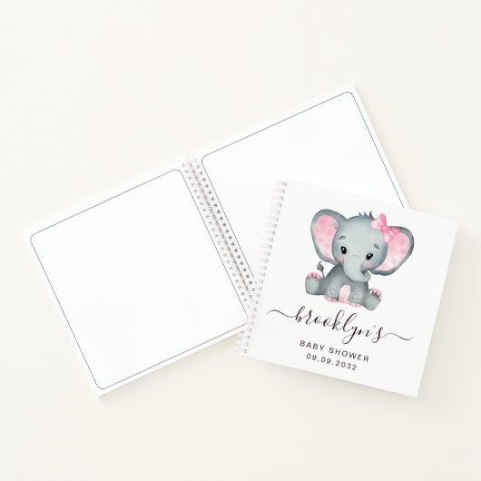 Babydusche Gästebuch | Rosa Elefant Notizblock (Innenseite)