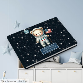 Babydusche Gästebuch Teddy Bear Astronaut Boys