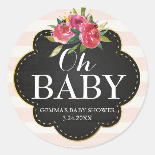 Babydusche Gastgeschenk-Aufkleber - Streifen Runder Aufkleber