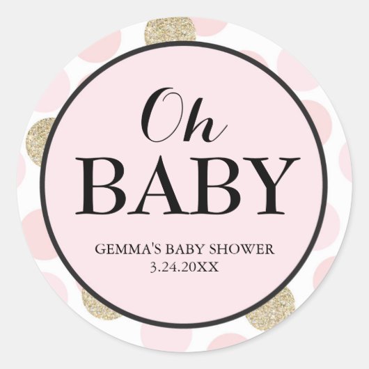Babydusche Gastgeschenk Sticker - Polka Dots (Vorderseite)