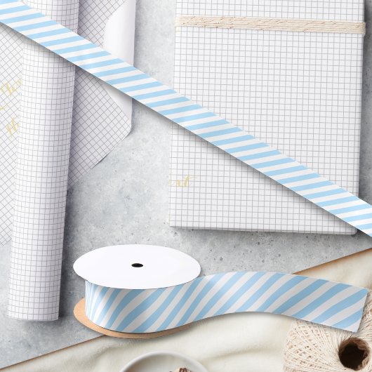 Babydusche Geburtstag Blaue Streifen Geschenkwrap Satinband