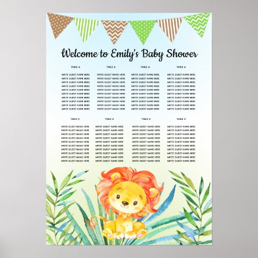 Babydusche Geburtstagssitzkarte Löwenkrug Poster (Vorne)