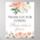 Babydusche Gefallen Schild Blumenpfirsich Rustikal (Vorne)