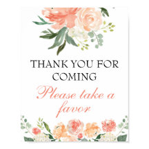 Babydusche Gefallen Schild Blumenpfirsich Rustikal