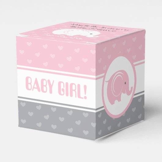 Babydusche Gefälligkeitsbox mit Elephant 2" x 2" - Geschenkschachtel (Vorderseite)
