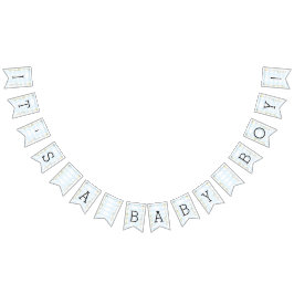 Babydusche Gelb/Blau/Burg, Frack-Banner Wimpelkette