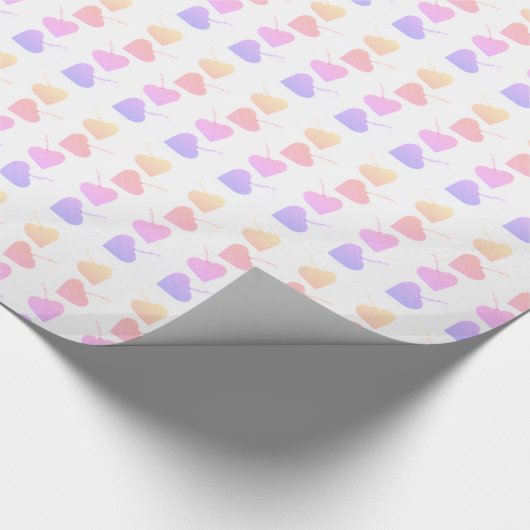 Babydusche Gelb, Rosa und Lila Herzen Geschenkpapier (Ecke)
