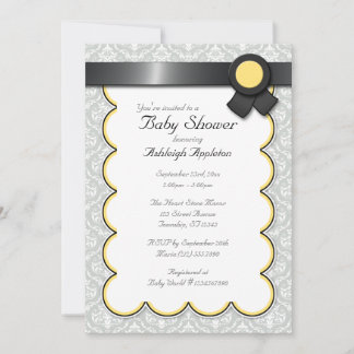 Babydusche (Gelb und Grau) Einladungen