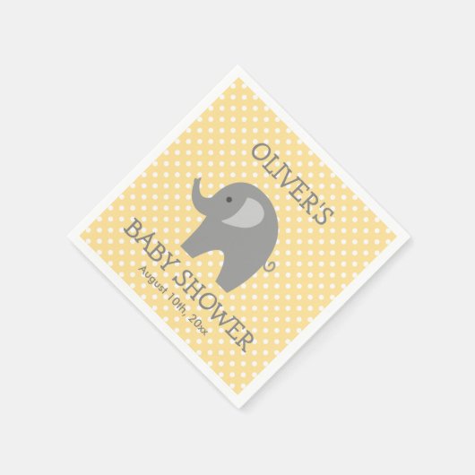 Babydusche, gelb und grau, niedlich serviette (Ecke)