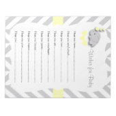 Babydusche (gelb und grau) - Wünsche Notizblock (Vorderseite)