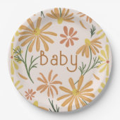 Babydusche Gelb und Orange Daisies Pappteller (Vorderseite)