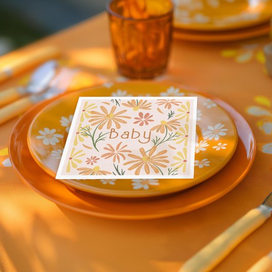 Babydusche Gelb und Orange Daisies Serviette