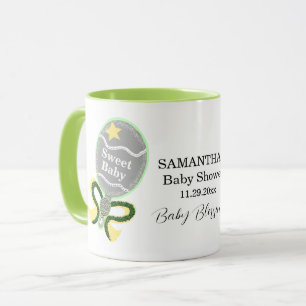 Babydusche Gelbe grüne Rattle Name Tasse