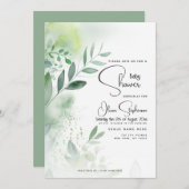 Babydusche - Gelbgrün Einladung (Vorne/Hinten)