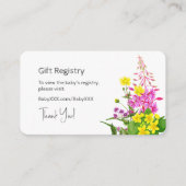 Babydusche Geschenk Registrierung Gelb Rosa Wildbl Begleitkarte (Vorderseite)