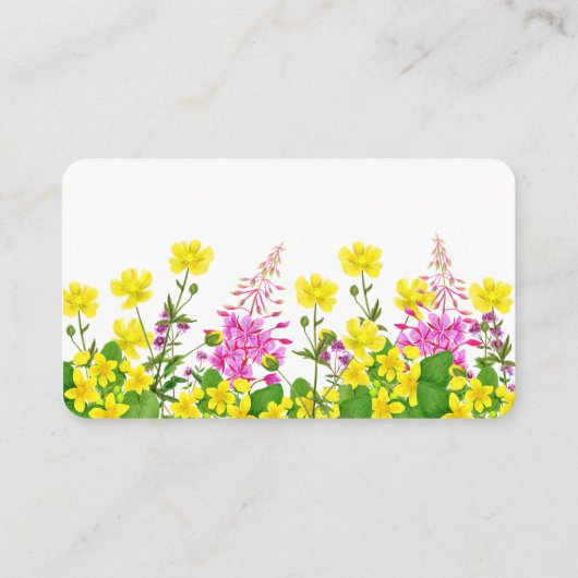 Babydusche Geschenk Registrierung Gelb Rosa Wildbl Begleitkarte (Rückseite)