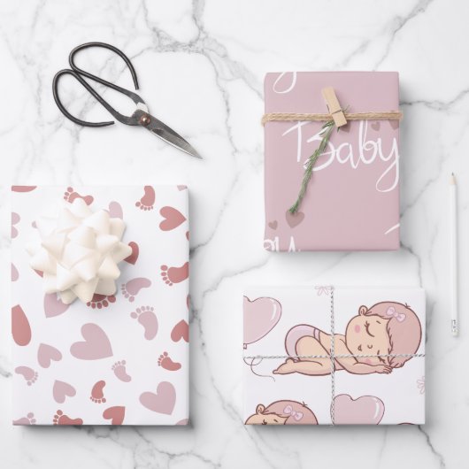 Babydusche Geschenkpapier Set (Vorderseite)