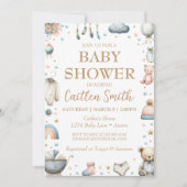 Babydusche Geschlecht neutrale rosa blaue Einladun Einladung (Vorderseite)