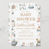 Babydusche Geschlecht neutrale rosa blaue Einladun Einladung (Vorne/Hinten)