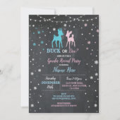 Babydusche Geschlecht offenbart rosa Blauer Buck o Einladung (Vorderseite)