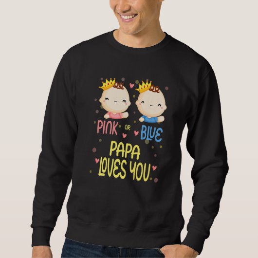 Babydusche Geschlecht zeigt rosa oder blaue Papa-L Sweatshirt (Vorderseite)