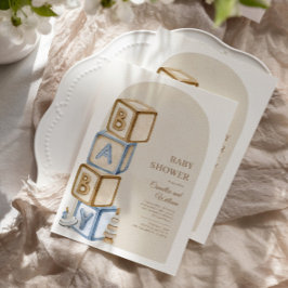 Babydusche, geschlechtsneutral, Buchstabenblöcke Einladung