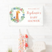 Babydusche Giraffe Blumenreath Personalisiert Banner (Insitu)