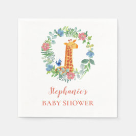 Babydusche Giraffe Blumenreath Personalisiert Serviette