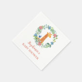 Babydusche Giraffe Blumenreath Personalisiert Serviette (Ecke)