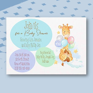 Babydusche Giraffe Flat Einladung