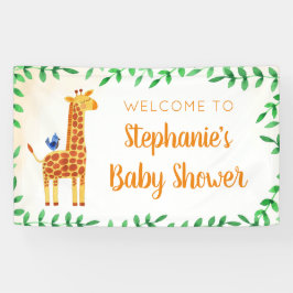 Babydusche Giraffe Grün Willkommen Banner