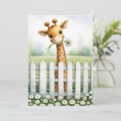 Babydusche Giraffe mit Daisy Einladung (Stehend Vorderseite)