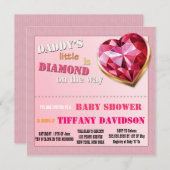 Babydusche GIRL Daddy's Little Diamond Einladung (Vorne/Hinten)