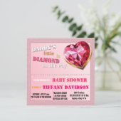 Babydusche GIRL Daddy's Little Diamond Einladung (Stehend Vorderseite)