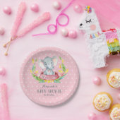 Babydusche "Girl Elephant" Pink und Grau Pappteller (Party)