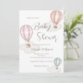 Babydusche Girl Hot Air Balloons Pastellfarben Einladung (Stehend Vorderseite)