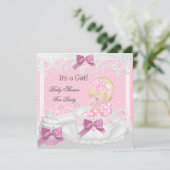 Babydusche Girl Pink Baby Teacup Cupcake Blonde Einladung (Stehend Vorderseite)
