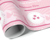 Babydusche Girl Pink Bassinet Name & Text Wra Geschenkpapier (Rolleneckpunkt)