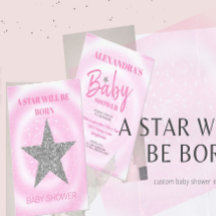 Babydusche Girl Pink Moderner Star ist Geboren